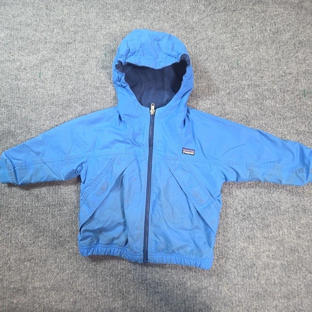 Patagonia Jacket Boys 18-24 Months Blue Windbreaker Hooded Full Zip Fleece